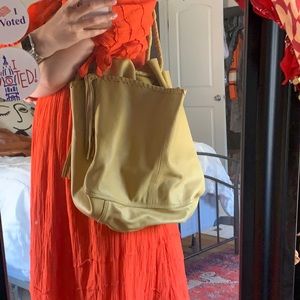 Free people faux leather fringe bucket bag